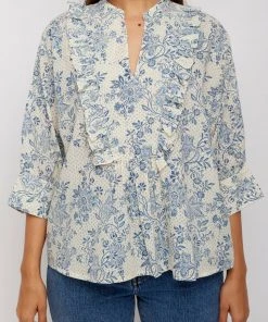 Daydress Carrie Shirt In Blue Chintz Trail WHAT'S HOT