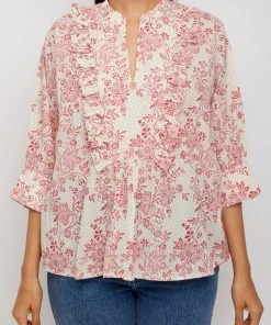 Daydress Carrie Shirt In Cerise Chintz Trail WHAT'S HOT