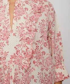 Daydress Carrie Shirt In Cerise Chintz Trail WHAT'S HOT