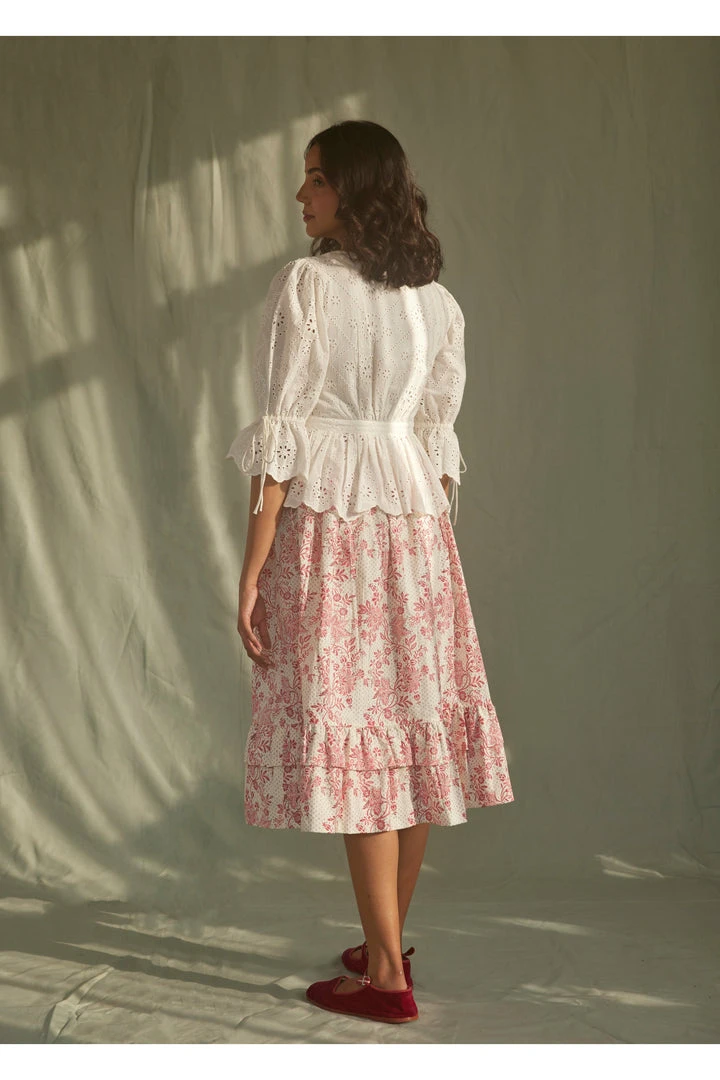 Daydress Frill Skirt In Cerise Chintz Trail 4 Daydress Frill Skirt In Cerise Chintz Trail