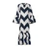 De Castro Long Viento Dress Zig Zag Navy Blue