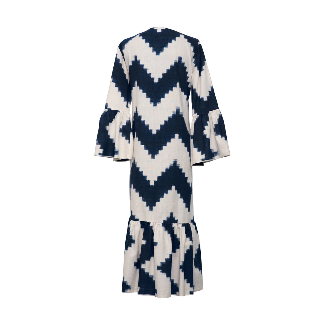 De Castro Long Viento Dress Zig Zag Navy Blue 4 De Castro Long Viento Dress Zig Zag Navy Blue