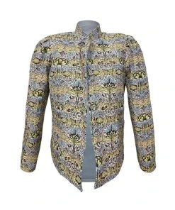 Casey Marks WHAT'S HOT Magic Jacket In Ombre Floral Jacquard & Blue Twill