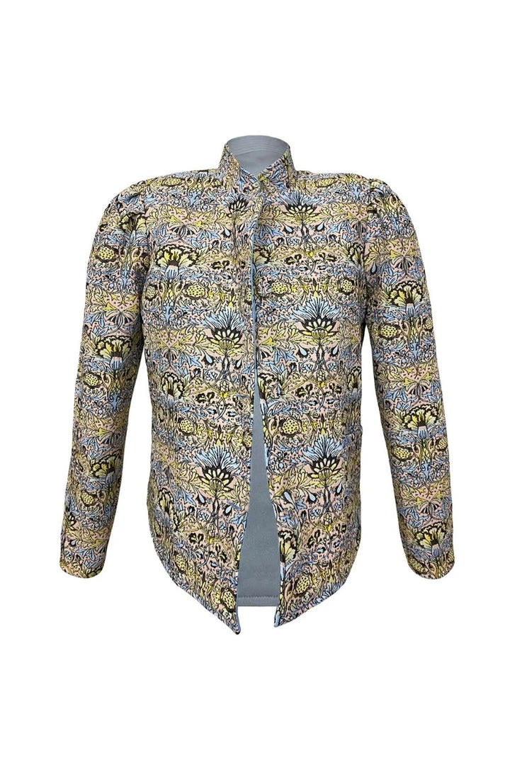 Casey Marks WHAT'S HOT Magic Jacket In Ombre Floral Jacquard & Blue Twill 3 Casey Marks WHAT'S HOT Magic Jacket In Ombre Floral Jacquard & Blue Twill