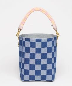 Salt The Checkered Denim Paloma Bucket Tote 18 Salt The Checkered Denim Paloma Bucket Tote