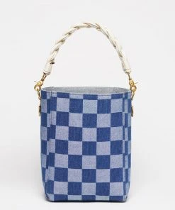 Salt The Checkered Denim Paloma Bucket Tote 24 Salt The Checkered Denim Paloma Bucket Tote