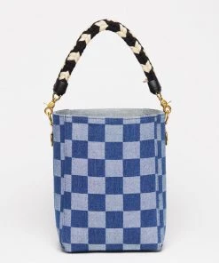 Salt The Checkered Denim Paloma Bucket Tote