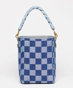 Salt The Checkered Denim Paloma Bucket Tote 22 Salt The Checkered Denim Paloma Bucket Tote