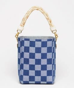 Salt The Checkered Denim Paloma Bucket Tote 19 Salt The Checkered Denim Paloma Bucket Tote