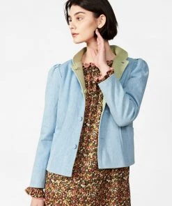 Casey Marks Magic Jacket In Lime Cashmere & Denim