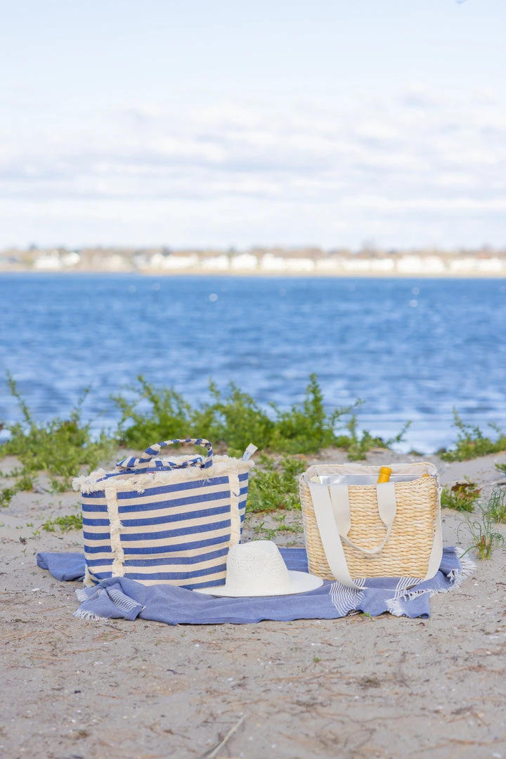 Hat Attack Canvas Cooler Tote- Denim Stripe 7 Hat Attack Canvas Cooler Tote- Denim Stripe