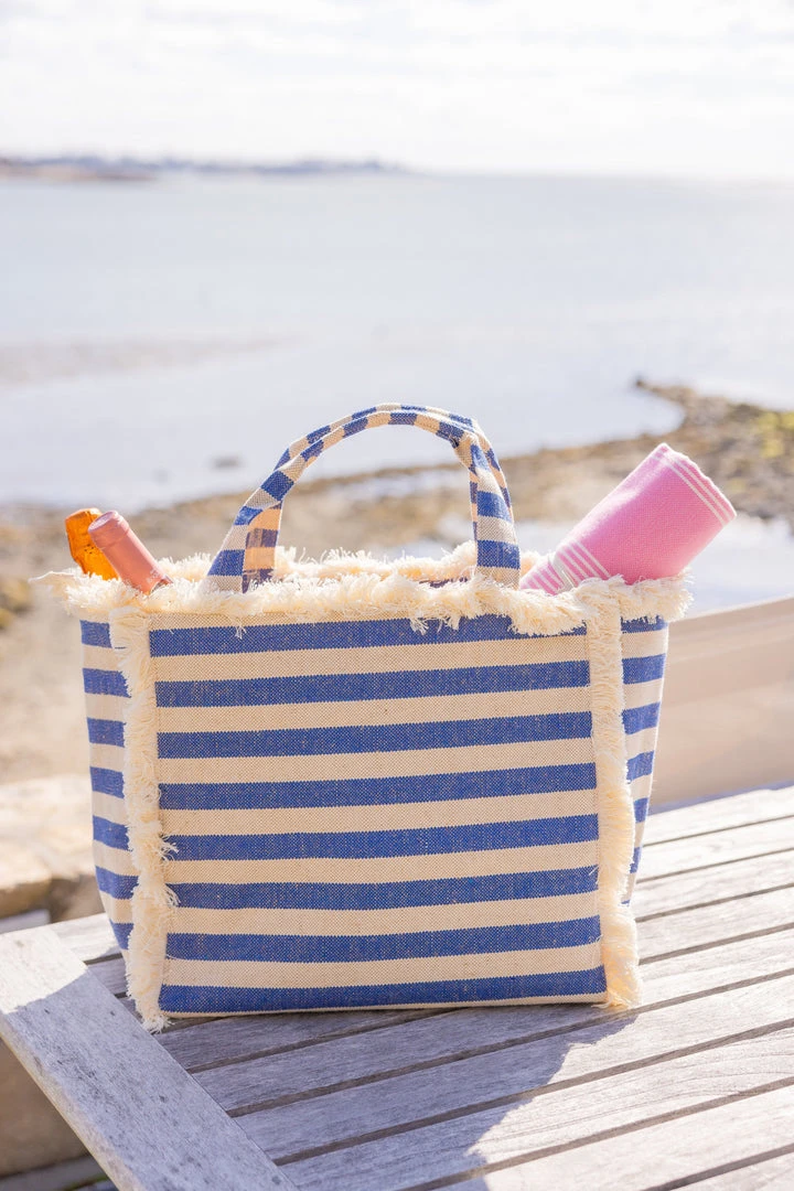 Hat Attack Canvas Cooler Tote- Denim Stripe 6 Hat Attack Canvas Cooler Tote- Denim Stripe