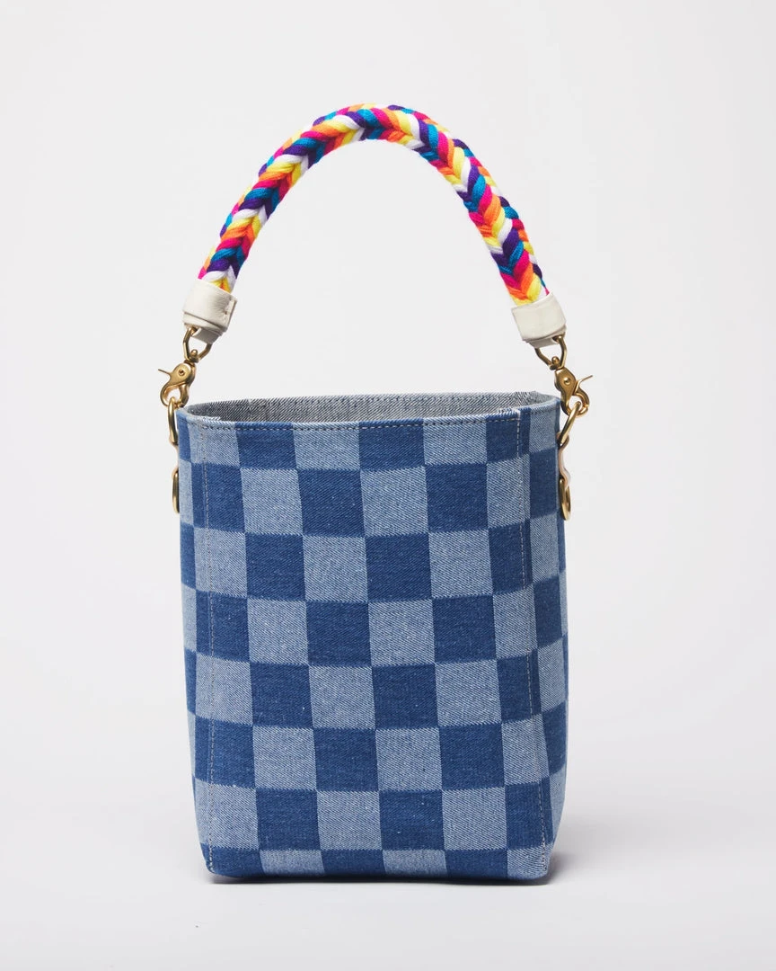 Salt The Checkered Denim Paloma Bucket Tote 8 Salt The Checkered Denim Paloma Bucket Tote