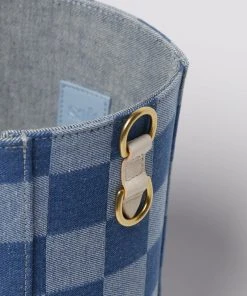 Salt The Checkered Denim Paloma Bucket Tote 26 Salt The Checkered Denim Paloma Bucket Tote