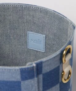 Salt The Checkered Denim Paloma Bucket Tote 27 Salt The Checkered Denim Paloma Bucket Tote