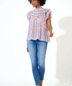 OLIPHANT Pintuck Ruffle Top