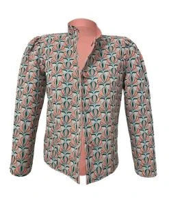 Casey Marks Magic Jacket In Fleur-de-Lis Jacquard & Coral Twill WHAT'S HOT
