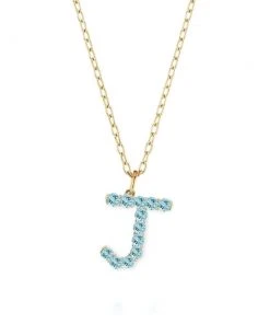 Briony Raymond Fine Jewelry Confetti Aquamarine Letter Pendant