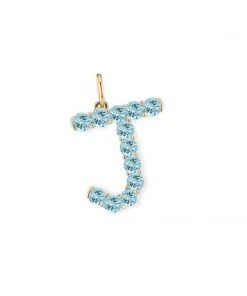 Briony Raymond Fine Jewelry Confetti Aquamarine Letter Pendant