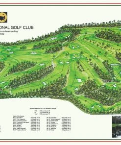 Vintage Golf Course Maps Augusta Map Father's Day