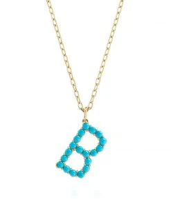 Briony Raymond Fine Jewelry Confetti Turquoise Letter Pendant