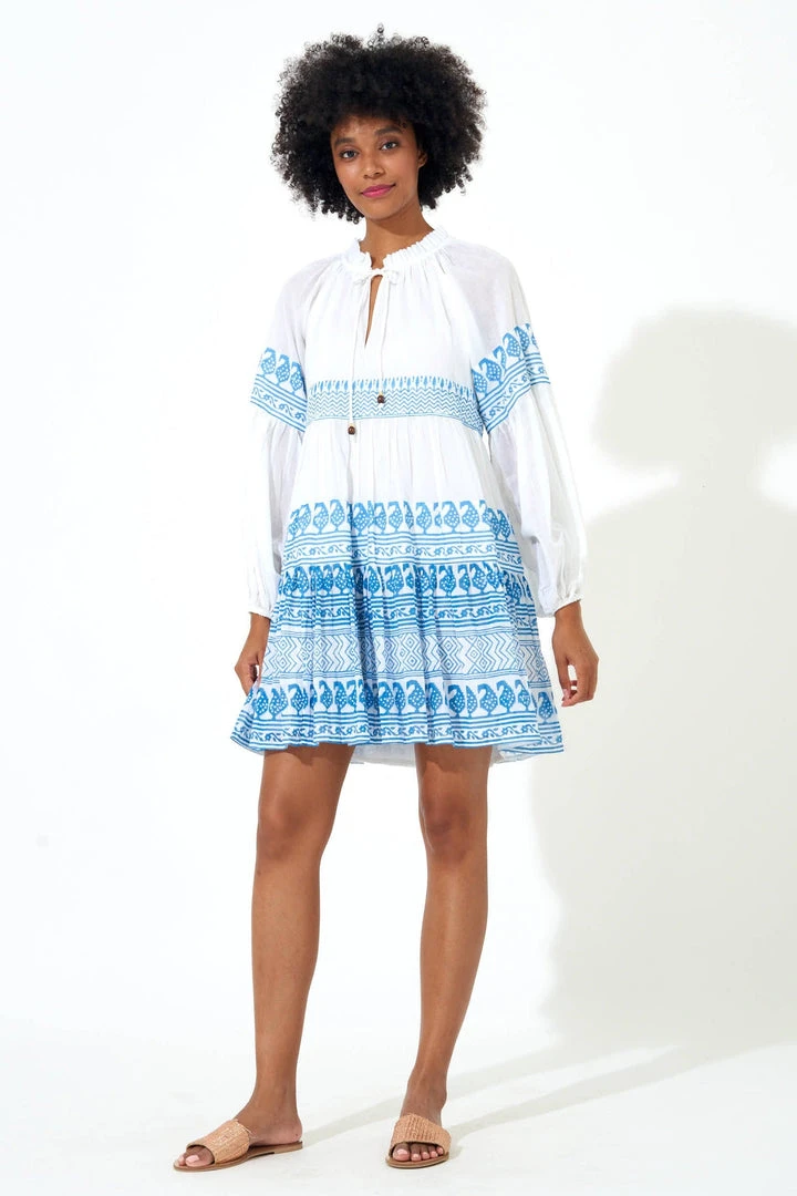 OLIPHANT Balloon Sleeve Short Dress- Santorini Blue 5 OLIPHANT Balloon Sleeve Short Dress- Santorini Blue