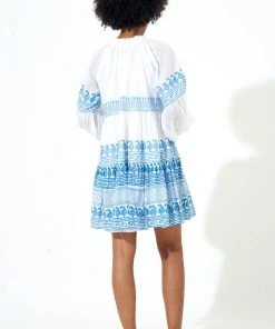 OLIPHANT Balloon Sleeve Short Dress- Santorini Blue 9 OLIPHANT Balloon Sleeve Short Dress- Santorini Blue