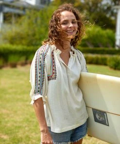 The Coast Brand WHAT'S HOT Boulder Top - Burnt Red/Light Blue/Navy/Saffron