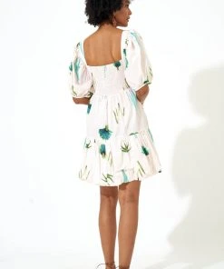 OLIPHANT Bubble Skirt Mini Dress- Frond Green