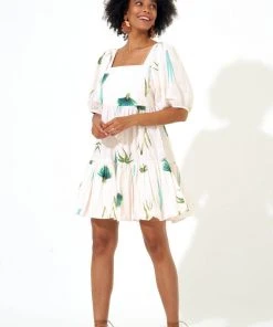 OLIPHANT Bubble Skirt Mini Dress- Frond Green