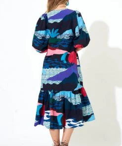 OLIPHANT Button Puff Sleeve Midi- Pacifica Black