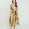 Daphne Wilde Salma Dress In Colorful Striped Linen