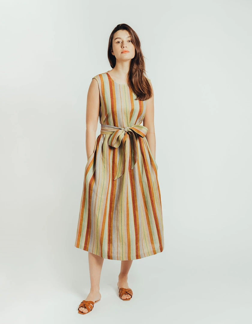 Daphne Wilde Salma Dress In Colorful Striped Linen 3 Daphne Wilde Salma Dress In Colorful Striped Linen