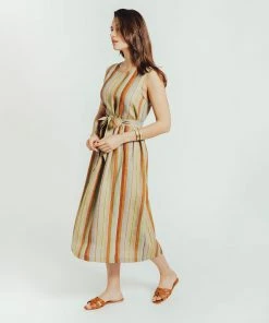 Daphne Wilde Salma Dress In Colorful Striped Linen 6 Daphne Wilde Salma Dress In Colorful Striped Linen