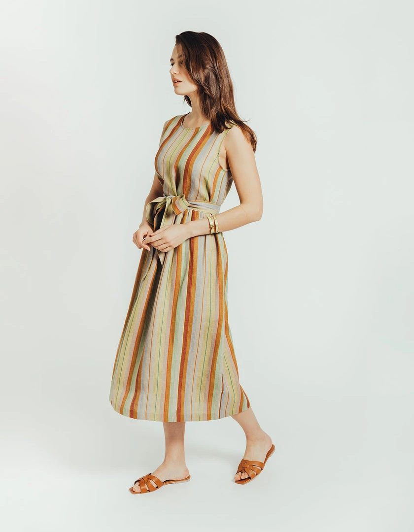 Daphne Wilde Salma Dress In Colorful Striped Linen 4 Daphne Wilde Salma Dress In Colorful Striped Linen
