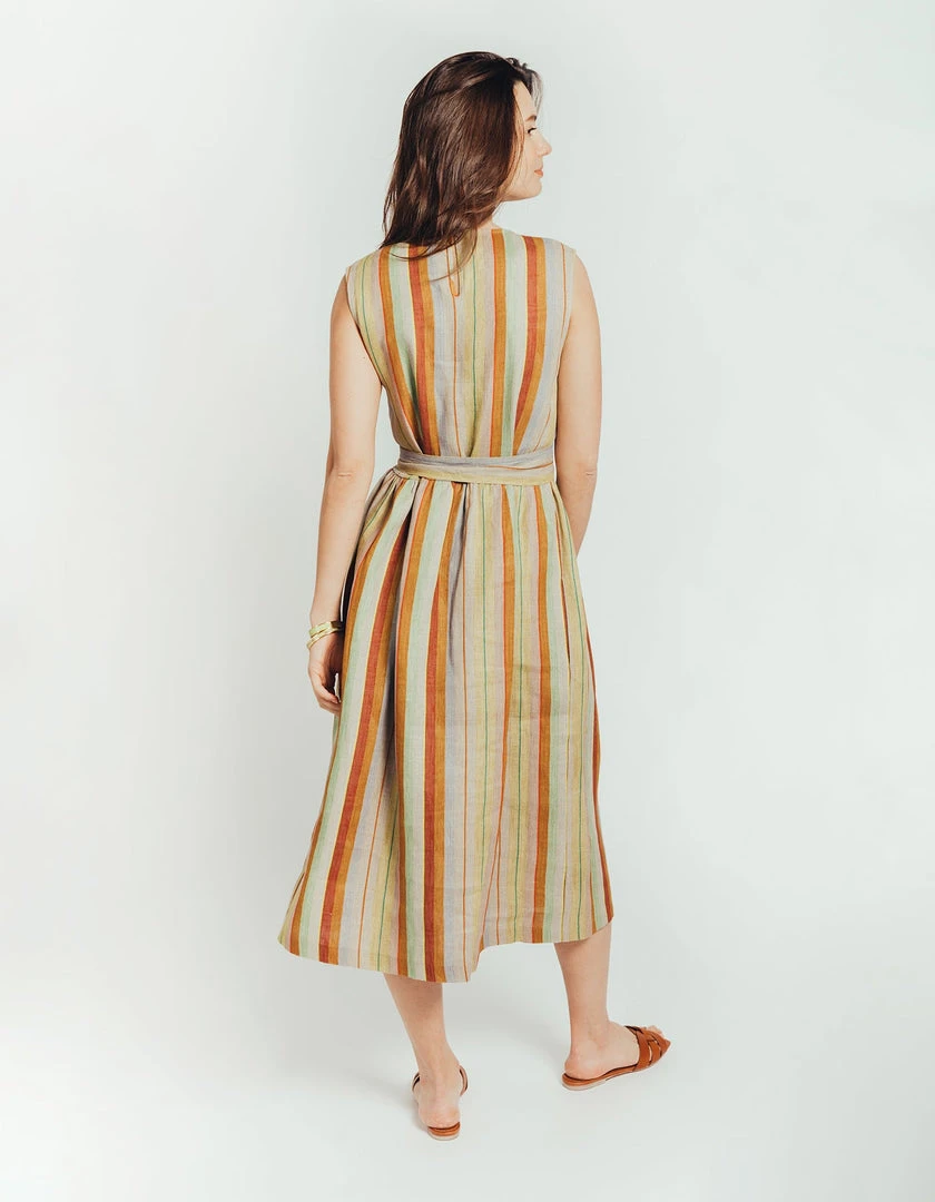 Daphne Wilde Salma Dress In Colorful Striped Linen 5 Daphne Wilde Salma Dress In Colorful Striped Linen