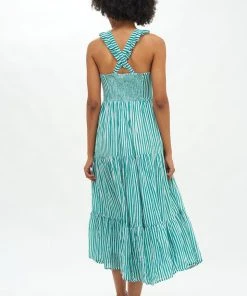 OLIPHANT Ruffle Cross Back Midi- Playa Green