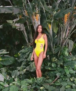 Follow Suit Mme. Mink The Flora One Piece - Yellow Iris & Orchid
