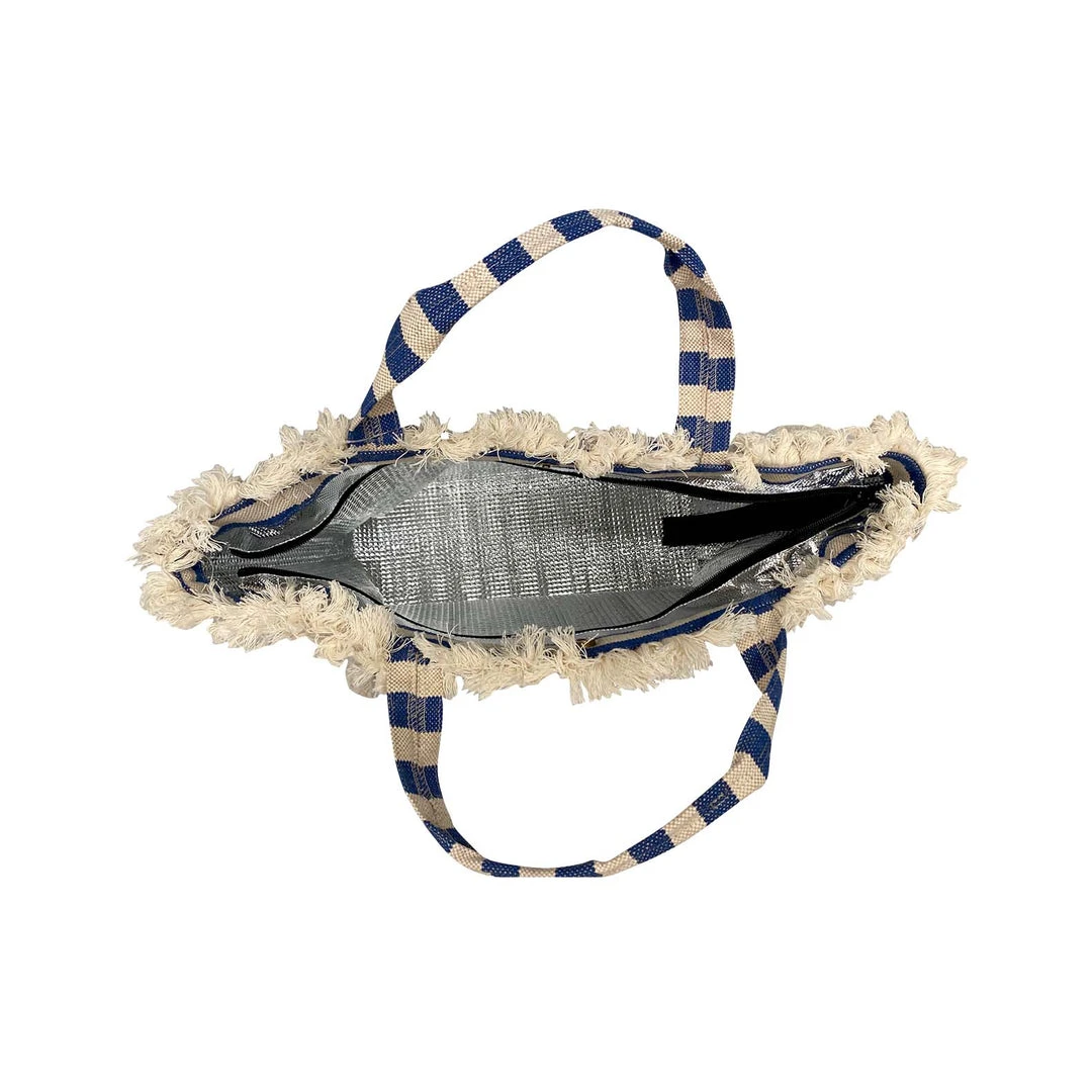 Hat Attack Canvas Cooler Tote- Denim Stripe 4 Hat Attack Canvas Cooler Tote- Denim Stripe