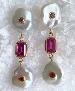 Couplet ACCESSORIES Les Perles Gem Drop Earrings