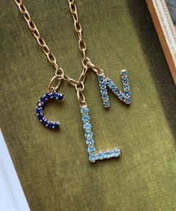 Briony Raymond Fine Jewelry Confetti Aquamarine Letter Pendant