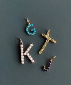 Briony Raymond Confetti Blue Topaz Letter Pendant