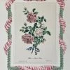 Missy Norton Art & Games Striped Roses Antique Print With Hand-painted Roping And Striped Fabric Border. 1 Missy Norton Art & Games Striped Roses Antique Print With Hand-painted Roping And Striped Fabric Border.