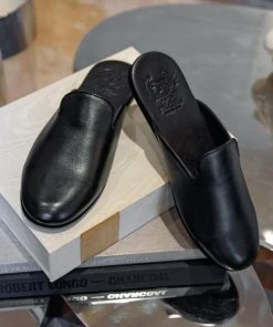 Del Toro WHAT'S HOT Women's Black Leather House Slipper 11 Del Toro WHAT'S HOT Women's Black Leather House Slipper