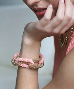 SH Designs Gold With Pink Bracelet
