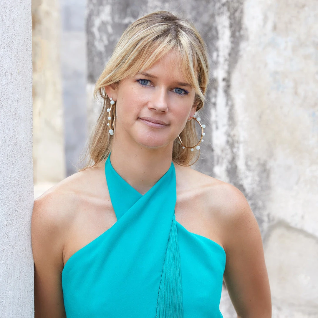 Mignonne Gavigan Isla Pearl Hoop Earrings Light Blue 6 Mignonne Gavigan Isla Pearl Hoop Earrings Light Blue