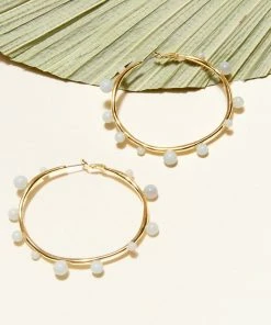 Mignonne Gavigan Isla Pearl Hoop Earrings Light Blue 8 Mignonne Gavigan Isla Pearl Hoop Earrings Light Blue