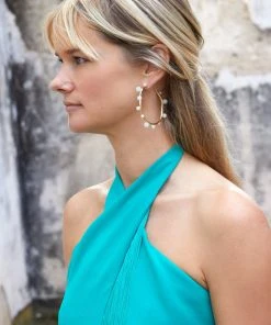 Mignonne Gavigan Isla Pearl Hoop Earrings Light Blue