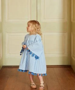 Seraphina WHAT'S HOT THE LITTLE TASSEL KAFTAN | Blue & White Stripe Seersucker