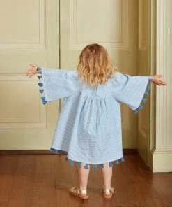 Seraphina WHAT'S HOT THE LITTLE TASSEL KAFTAN | Blue & White Stripe Seersucker